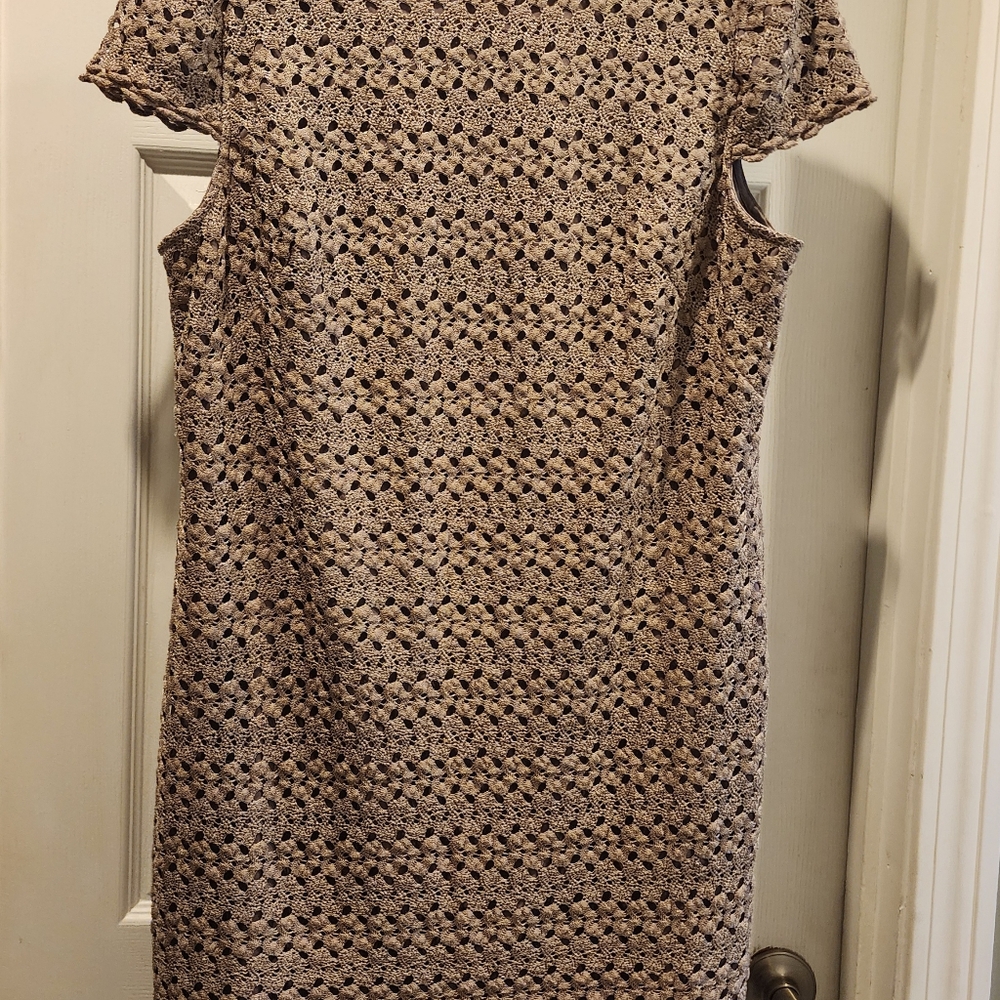 Suzi Chin for Maggy Boutique Crochet Dress in Cream and Brown